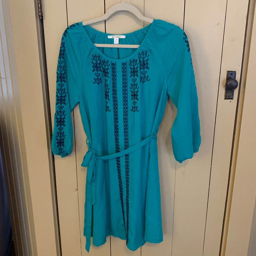 Boutique Midi Boho Embroidered Dress